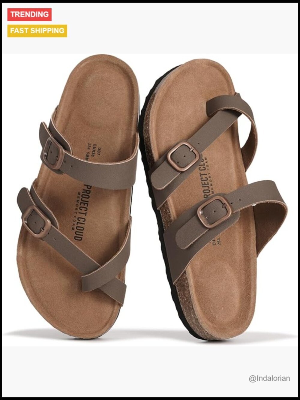 Genuine Leather Slides with Memory Foam Insole & Cork Footbed